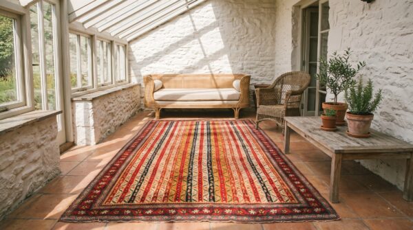 Colorful antique striped shawl pattern persian bidjar gallery rug 10 Colorful antique striped shawl pattern persian bidjar gallery rug (sku 21471) - room view
