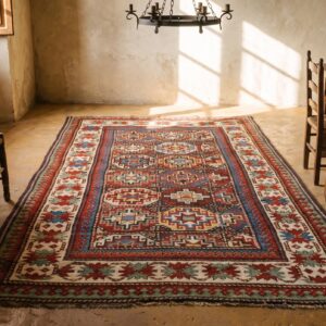 Colorful Tribal Crab Border Antique Colorful Caucasian Moghan Rug (SKU 22255) - room view