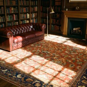Coral Antique Allover Design Square Persian Sultanabad Rug (SKU 24076) - room view