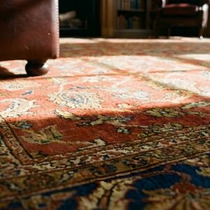 Coral Antique Allover Design Square Persian Sultanabad Rug (SKU 24076) - in-room detail