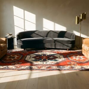 Coral Bold Tribal Antique Late 19th Century Tribal Caucasian Lori Pambak Rug (SKU 24919) - room view