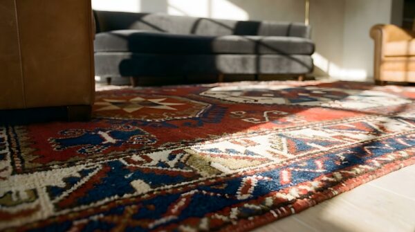 Coral bold tribal antique late 19th century tribal caucasian lori pambak rug (sku 24919) - in-room detail