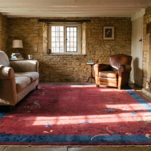 Coral Chinese - Art Deco 1920s Wool Room Size Rectangle Antique Knotted Rug (SKU 23411) - room view
