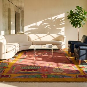 Antique Coral Chinese Art Deco Small Scatter Size 1920s Wool Knotted Rug (SKU 24488) - room view
