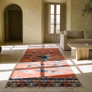 Coral Antique Chinese Dragon Design Pillar Carpet Hallway Runner Rug (SKU 22725) - room view