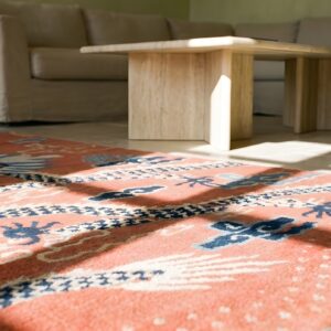 Coral Antique Chinese Dragon Design Pillar Carpet Hallway Runner Rug (SKU 22725) - in-room detail