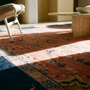 Coral Antique Chinese Pillar Carpet Hallway Runner Rug (SKU 25334) - in-room detail