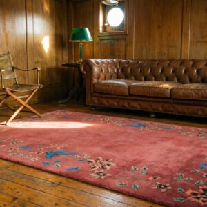 Coral Chinese Knotted Small Scatter Size - Art Deco Rectangle 1920s Antique Wool Rug (SKU 22592) - room view