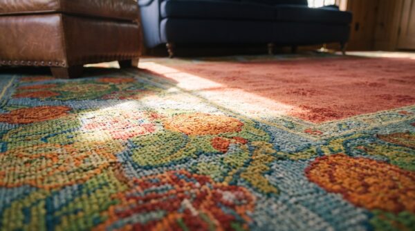 Antique coral donegal - arts & crafts large room size wool rug 10 Antique coral donegal - arts & crafts large room size wool rug (sku 25495) - in-room detail
