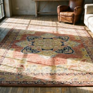 Coral European Design Antique American Hooked Area Rug (SKU 19718) - room view