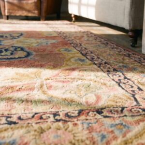 Coral European Design Antique American Hooked Area Rug (SKU 19718) - in-room detail