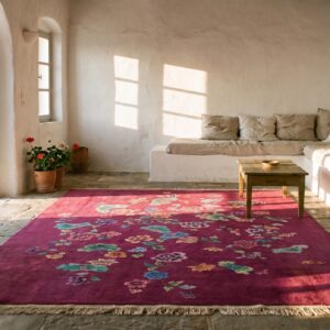 Coral Antique Floral Design Room Size Chinese Deco Rug (SKU 21771) - room view