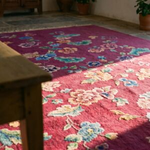 Coral Antique Floral Design Room Size Chinese Deco Rug (SKU 21771) - in-room detail