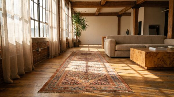 Antique coral floral persian malayer hallway runner rug 6 Antique coral floral persian malayer hallway runner rug (sku 20163) - room view