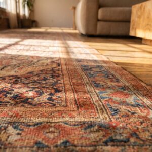 Antique Coral Floral Persian Malayer Hallway Runner Rug (SKU 20163) - in-room detail