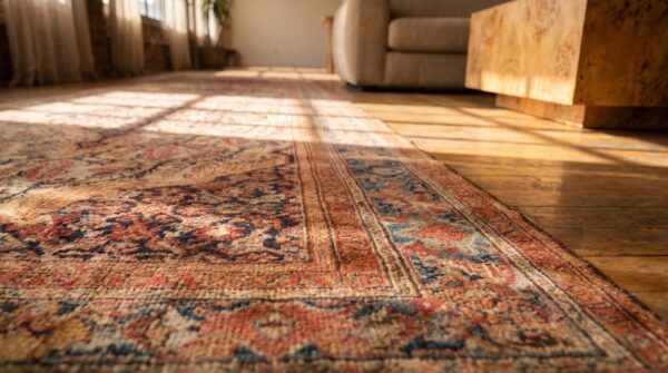 Antique coral floral persian malayer hallway runner rug 7 Antique coral floral persian malayer hallway runner rug (sku 20163) - in-room detail