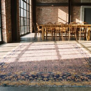 Coral Antique Geometric Design Indian Agra Area Rug (SKU 21359) - room view