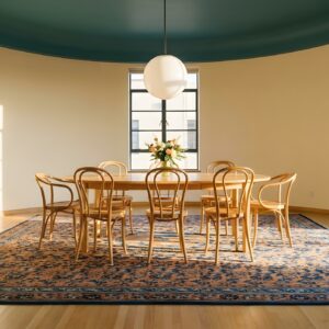 Coral Antique Large Square Ningxia Chinese Hand Knotted Pile Rug (SKU 24013) - styled overhead view