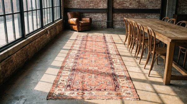 Coral antique n. W. Persian hallway runner rug, 1830s 6 Coral antique n. W. Persian hallway runner rug, 1830s (sku 21397) - room view