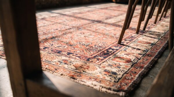 Coral antique n. W. Persian hallway runner rug, 1830s 7 Coral antique n. W. Persian hallway runner rug, 1830s (sku 21397) - in-room detail