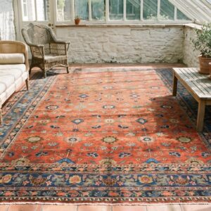 Antique Coral Persian Bidjar Rug - Rustic Large Scale Tribal Design (SKU 22418) - room view