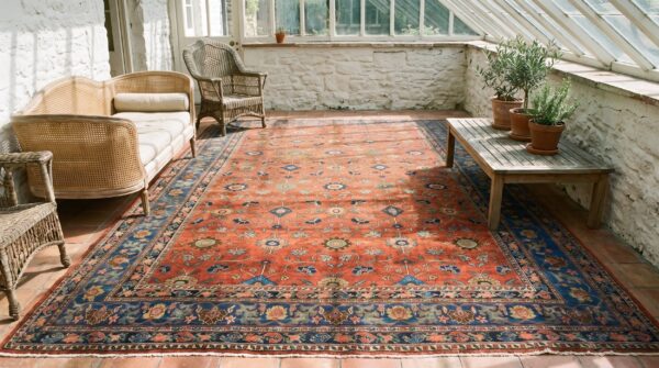 Antique coral persian bidjar rug - rustic large scale tribal design 14 Antique coral persian bidjar rug - rustic large scale tribal design (sku 22418) - room view