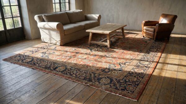 Coral antique persian mahal sultanabad rug - rustic room size 10 Coral antique persian mahal sultanabad rug - rustic room size (sku 17820) - room view