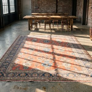Coral Antique Persian Room Size Vase Design Kerman Rug (SKU 20289) - room view