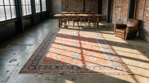 Coral antique persian room size vase design kerman rug 6 Coral antique persian room size vase design kerman rug (sku 20289) - room view