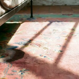 Coral Rectangle Hand Knotted Pile 1920s Wool Antique Rug (SKU 24926) - in-room detail