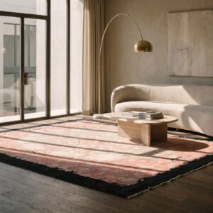 Coral Room Size Chinese Art Deco Wool Antique Rectangle 1920s Knotted Rug (SKU 22412) - room view