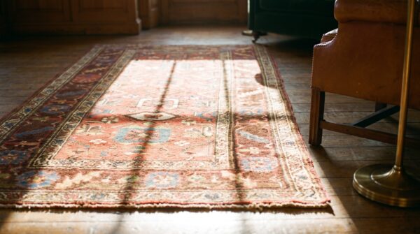 Coral small size antique rustic tribal persian bidjar throw rug 5 Coral small size antique rustic tribal persian bidjar throw rug (sku 18320) - in-room detail