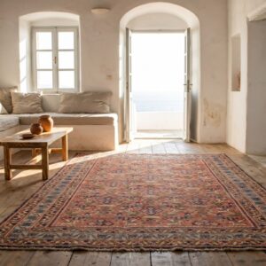 Coral Tribal 4 Point Start Motif Antique Rustic Persian Afshar Area Rug (SKU 19205) - room view