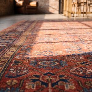Coral Antique Tribal Kurdish NW Persian Long and Narrow Rug (SKU 17266) - in-room detail