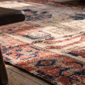 Antique Coral Tribal Pictorial Lion with Sword Design Persian Baluch Rug (SKU 21298) - in-room detail