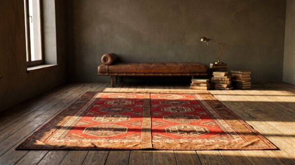Coral antique turkish - anatolian turkish knotted rug 9 Coral antique turkish - anatolian turkish knotted rug (sku 22313) - room view