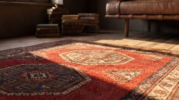 Coral antique turkish - anatolian turkish knotted rug 10 Coral antique turkish - anatolian turkish knotted rug (sku 22313) - in-room detail