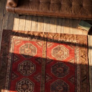 Coral Antique Turkish - Anatolian Turkish Knotted Rug (SKU 22313) - styled overhead view