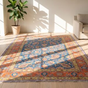 Antique Cotton Blue Hand Knotted Pile Rug (SKU 21141) - room view