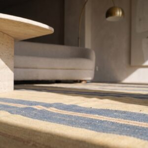 Antique Cotton Dhurrie Allover Striped Flat Weave Wide Gallery Rug (SKU 21337) - in-room detail