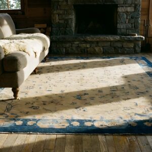 Antique Cream Color Allover Pattern Chinese Room Size Peking Rug (SKU 25240) - room view