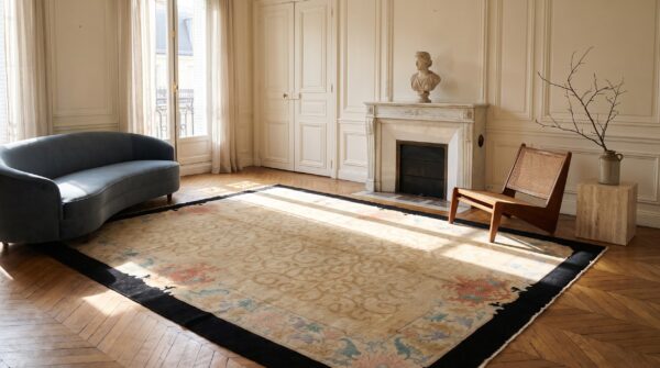 Cream color classic antique chinese art deco design area rug 6 Cream color classic antique chinese art deco design area rug (sku 22663) - room view