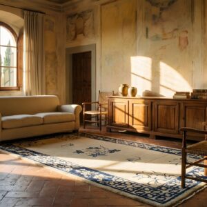 Cream Color Antique Floral Chinese Small Scatter Size Peking Area Rug (SKU 23570) - room view