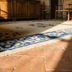 Cream Color Antique Floral Chinese Small Scatter Size Peking Area Rug (SKU 23570) - in-room detail