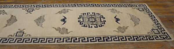 Antique cream wool oriental mongolian hallway runner rug 7 Antique cream wool oriental mongolian hallway runner rug (sku 23951) - in-room detail
