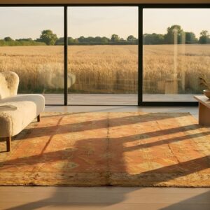 Antique Decorative Coral Color Turkish Oushak Room Size Wool Rug (SKU 24790) - room view
