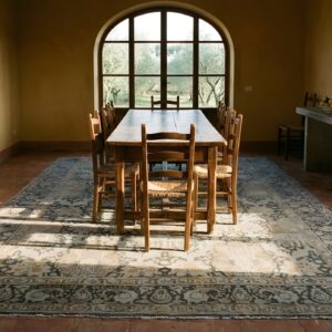 Decorative Antique Faded Gray Color Room Size Floral Persian Tabriz Rug (SKU 25432) - room view