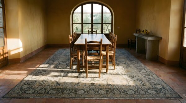 Decorative antique faded gray color room size floral persian tabriz rug 7 Decorative antique faded gray color room size floral persian tabriz rug (sku 25432) - room view