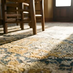 Decorative Antique Faded Gray Color Room Size Floral Persian Tabriz Rug (SKU 25432) - in-room detail