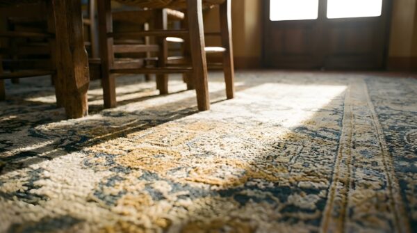 Decorative antique faded gray color room size floral persian tabriz rug 8 Decorative antique faded gray color room size floral persian tabriz rug (sku 25432) - in-room detail